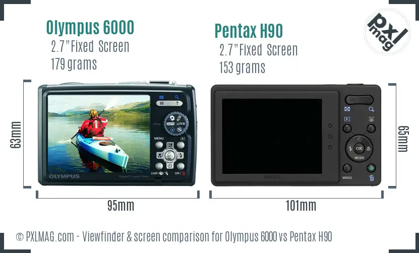 Olympus 6000 vs Pentax H90 Screen and Viewfinder comparison