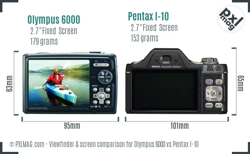 Olympus 6000 vs Pentax I-10 Screen and Viewfinder comparison