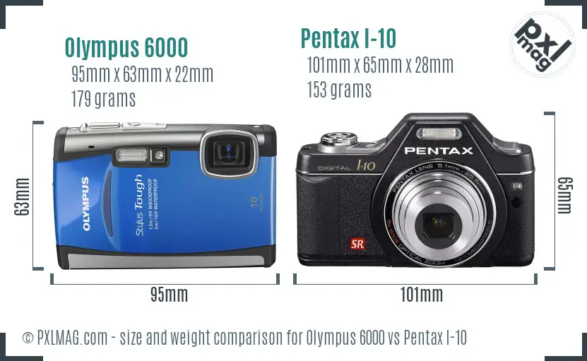 Olympus 6000 vs Pentax I-10 size comparison