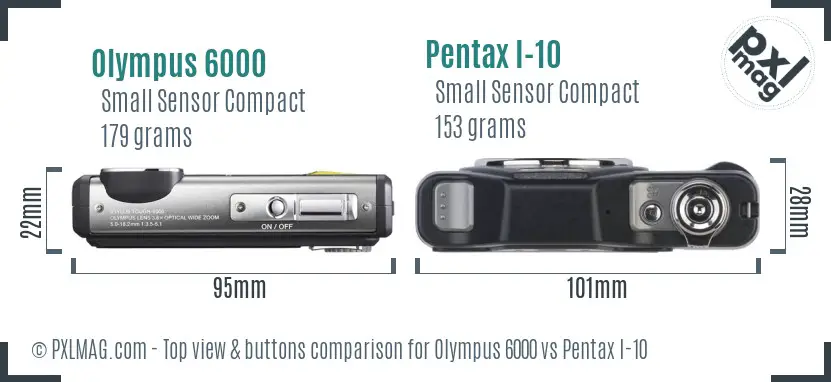 Olympus 6000 vs Pentax I-10 top view buttons comparison
