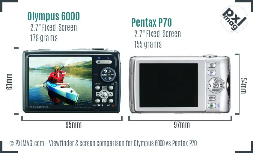 Olympus 6000 vs Pentax P70 Screen and Viewfinder comparison