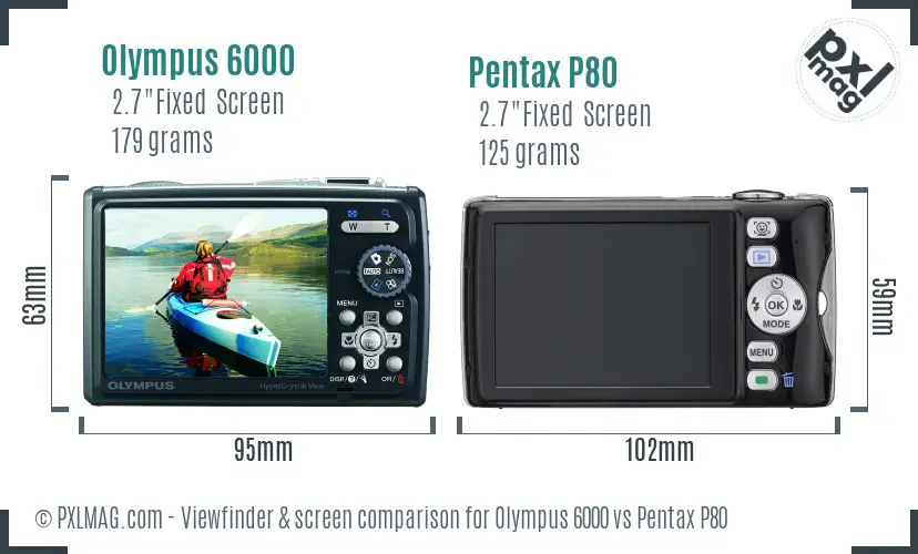 Olympus 6000 vs Pentax P80 Screen and Viewfinder comparison