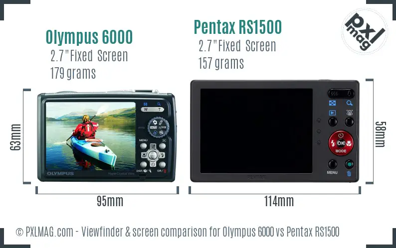 Olympus 6000 vs Pentax RS1500 Screen and Viewfinder comparison