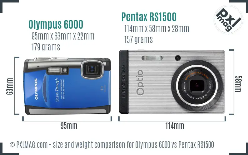 Olympus 6000 vs Pentax RS1500 size comparison