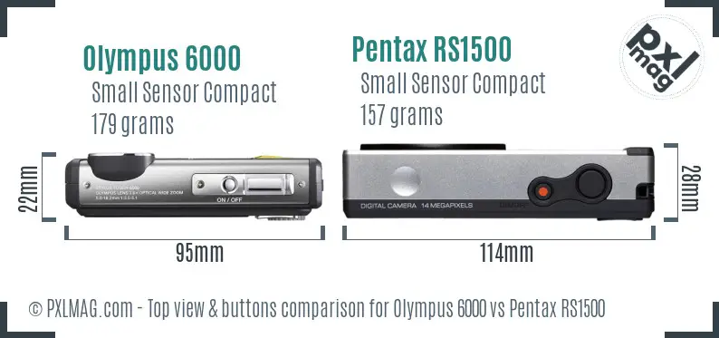 Olympus 6000 vs Pentax RS1500 top view buttons comparison
