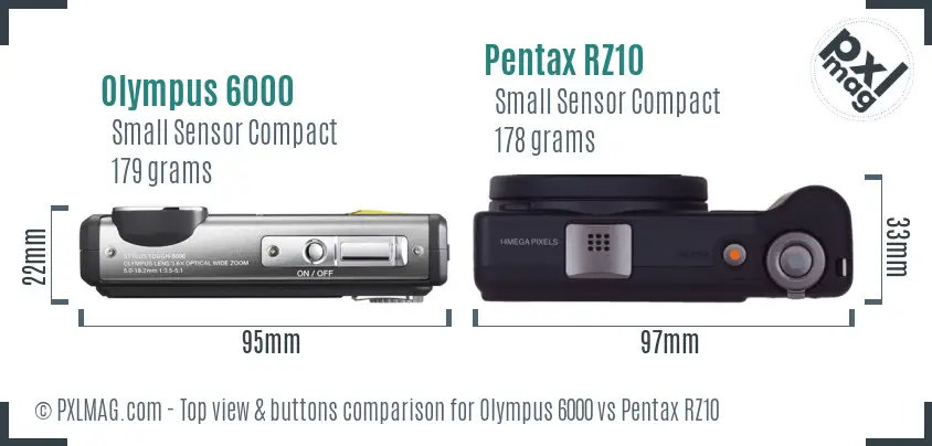 Olympus 6000 vs Pentax RZ10 top view buttons comparison