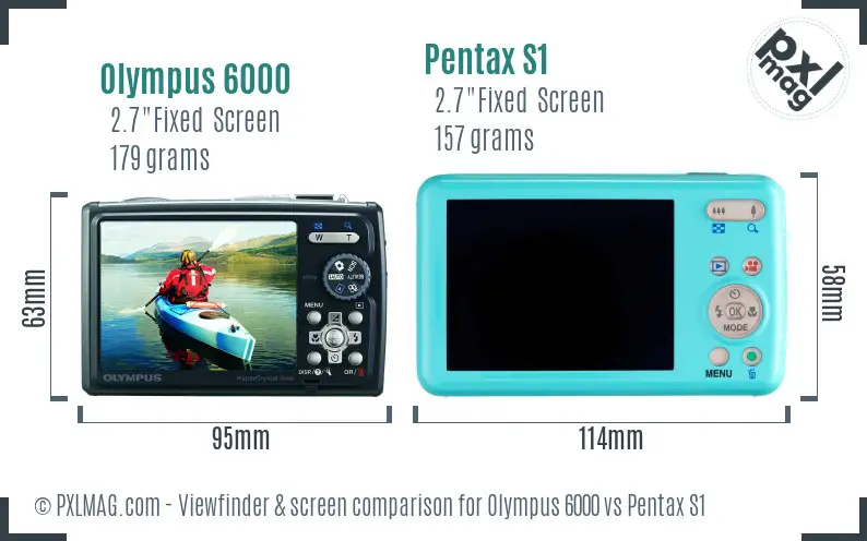 Olympus 6000 vs Pentax S1 Screen and Viewfinder comparison