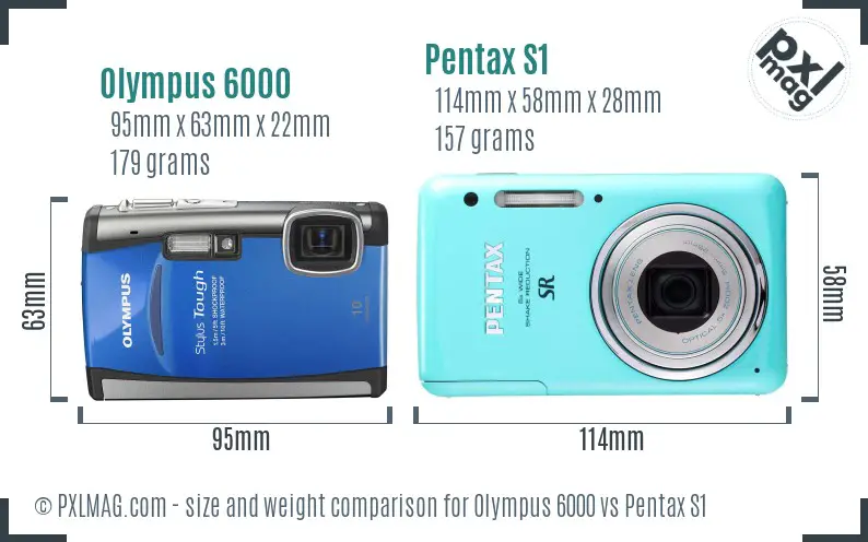Olympus 6000 vs Pentax S1 size comparison