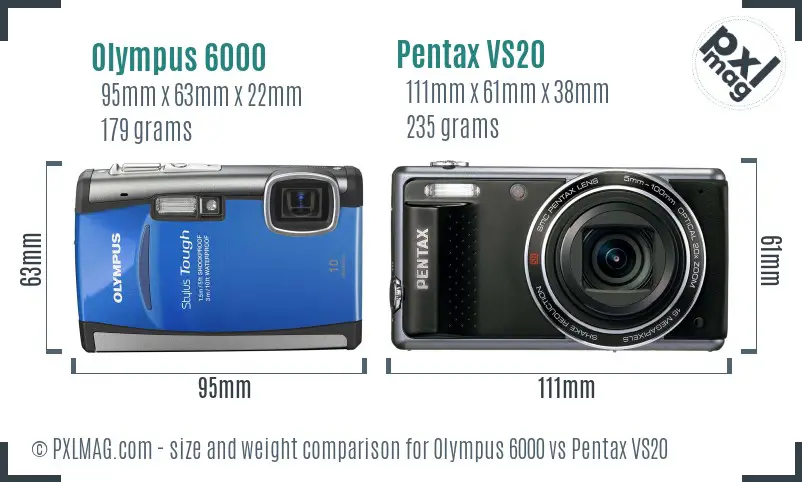 Olympus 6000 vs Pentax VS20 size comparison