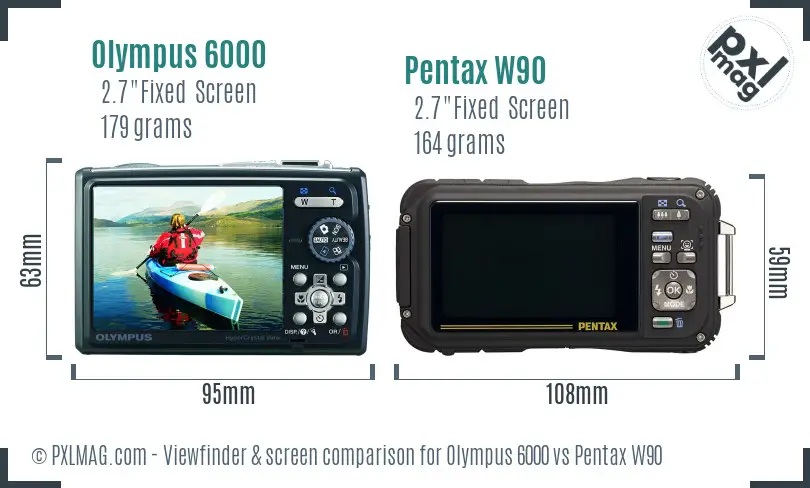 Olympus 6000 vs Pentax W90 Screen and Viewfinder comparison