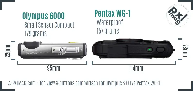 Olympus 6000 vs Pentax WG-1 top view buttons comparison