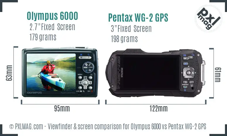 Olympus 6000 vs Pentax WG-2 GPS Screen and Viewfinder comparison