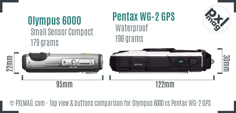 Olympus 6000 vs Pentax WG-2 GPS top view buttons comparison
