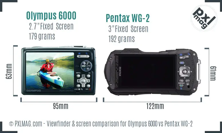 Olympus 6000 vs Pentax WG-2 Screen and Viewfinder comparison