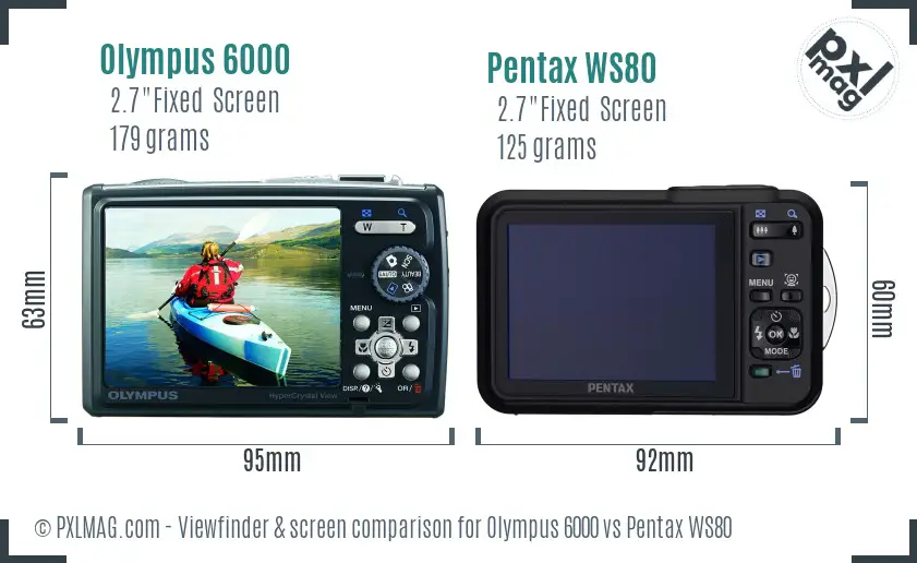 Olympus 6000 vs Pentax WS80 Screen and Viewfinder comparison