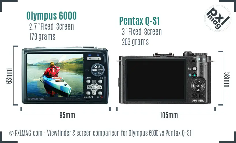 Olympus 6000 vs Pentax Q-S1 Screen and Viewfinder comparison