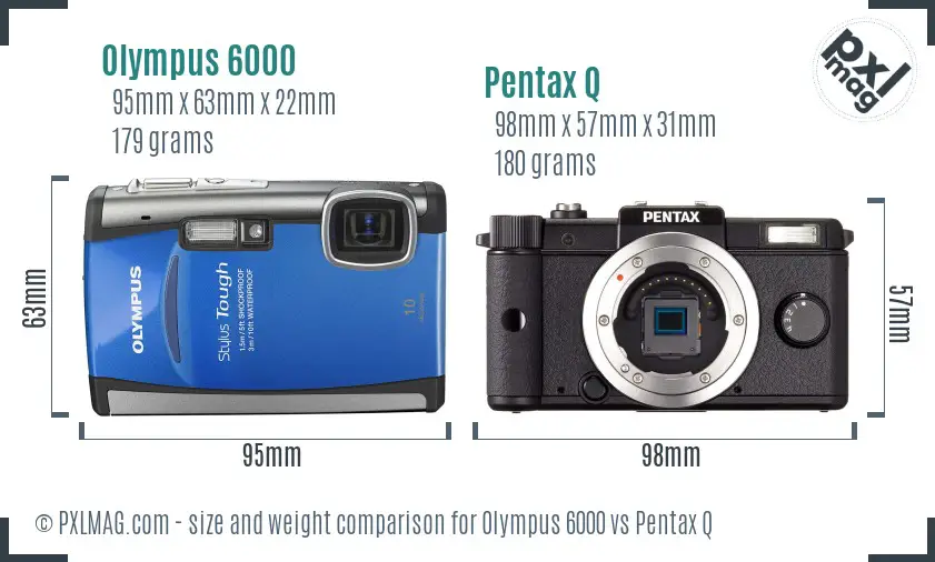 Olympus 6000 vs Pentax Q size comparison