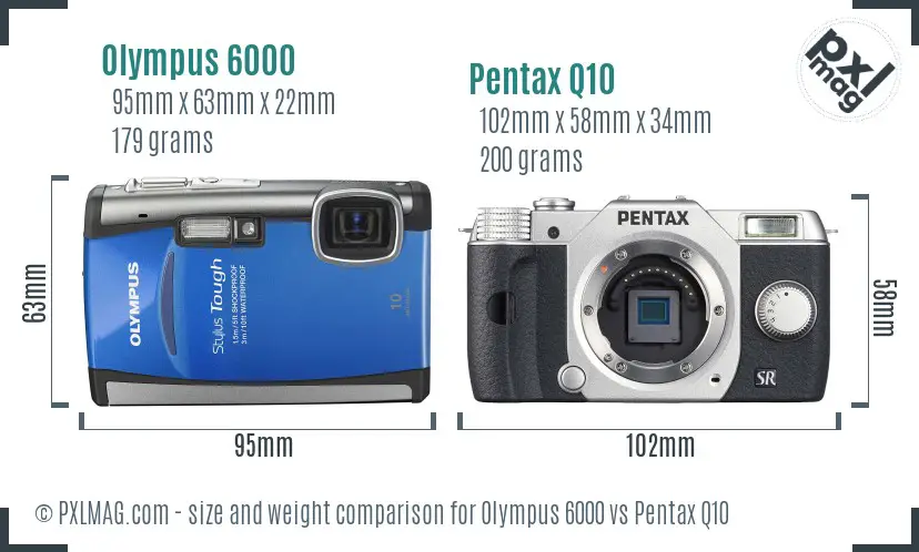 Olympus 6000 vs Pentax Q10 size comparison