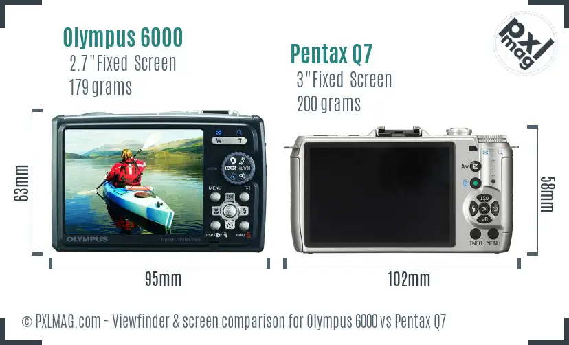 Olympus 6000 vs Pentax Q7 Screen and Viewfinder comparison
