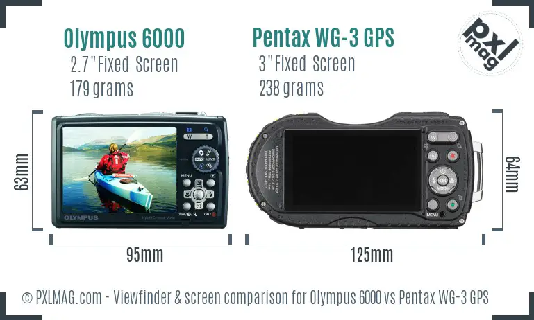 Olympus 6000 vs Pentax WG-3 GPS Screen and Viewfinder comparison