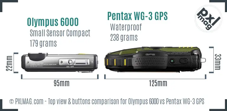 Olympus 6000 vs Pentax WG-3 GPS top view buttons comparison