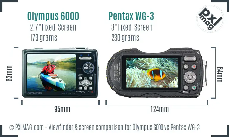 Olympus 6000 vs Pentax WG-3 Screen and Viewfinder comparison