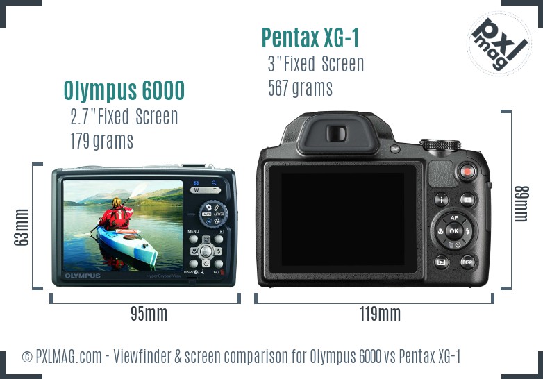 Olympus 6000 vs Pentax XG-1 Screen and Viewfinder comparison