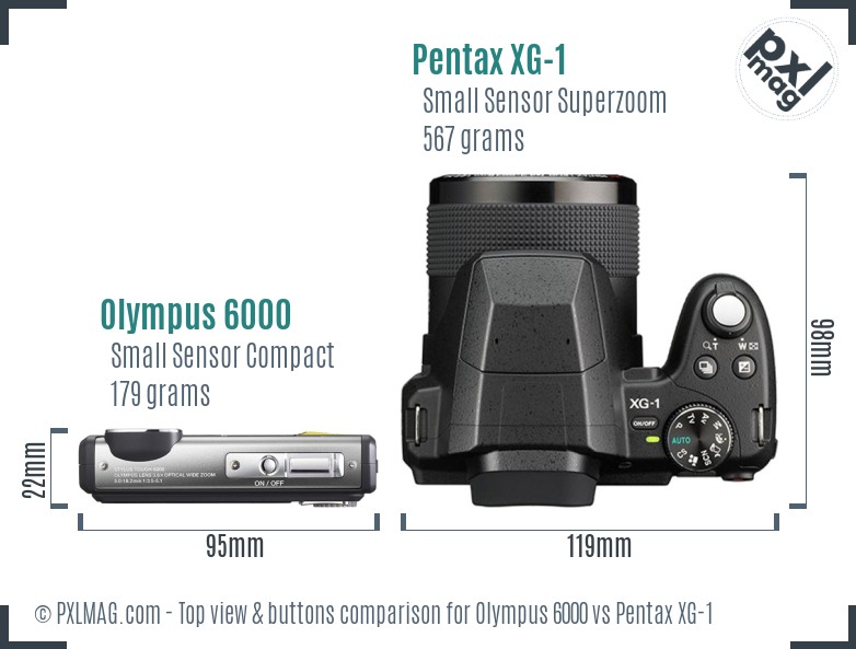 Olympus 6000 vs Pentax XG-1 top view buttons comparison