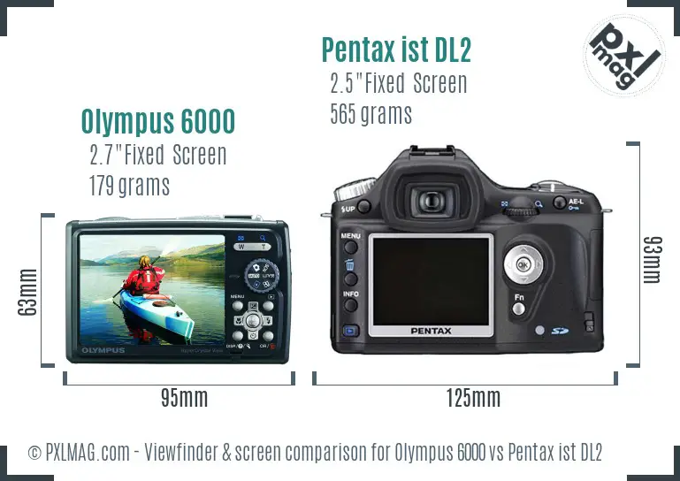 Olympus 6000 vs Pentax ist DL2 Screen and Viewfinder comparison
