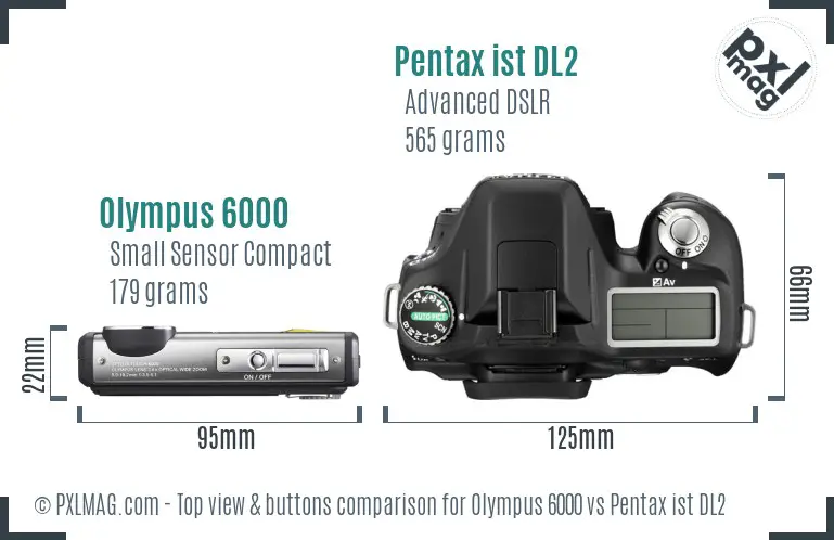 Olympus 6000 vs Pentax ist DL2 top view buttons comparison
