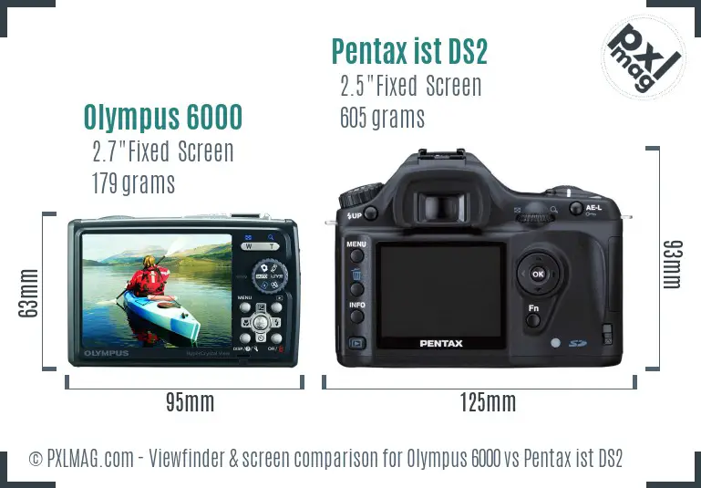 Olympus 6000 vs Pentax ist DS2 Screen and Viewfinder comparison