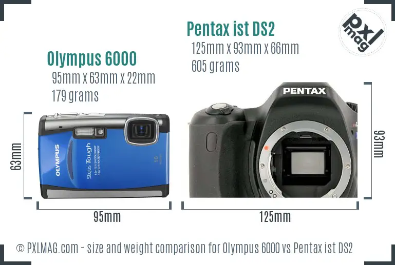 Olympus 6000 vs Pentax ist DS2 size comparison