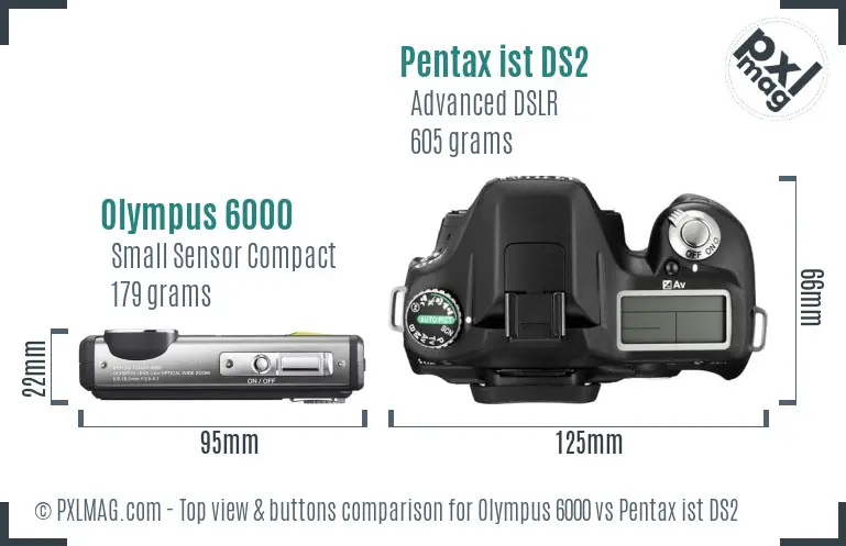 Olympus 6000 vs Pentax ist DS2 top view buttons comparison