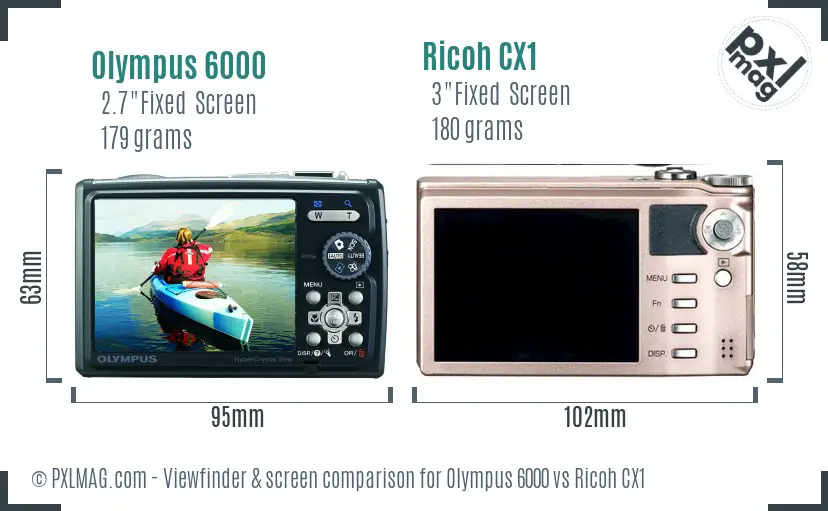 Olympus 6000 vs Ricoh CX1 Screen and Viewfinder comparison