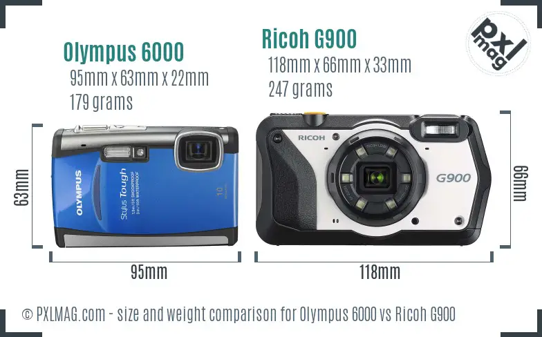 Olympus 6000 vs Ricoh G900 size comparison Olympus 6000 vs Ricoh G900 size comparison