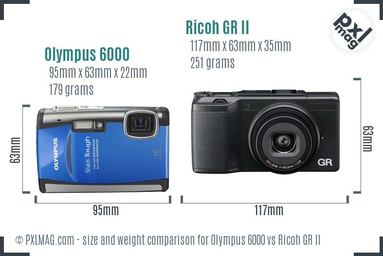 Olympus 6000 vs Ricoh GR II size comparison Olympus 6000 vs Ricoh GR II size comparison