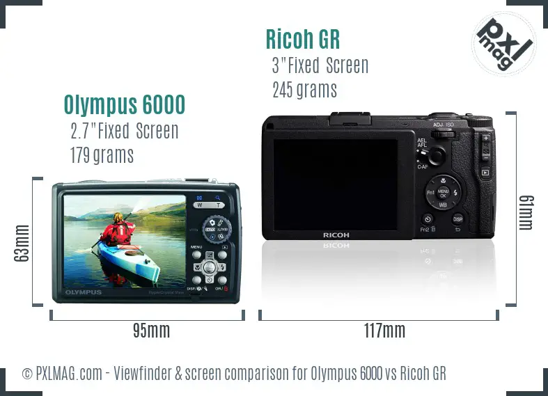 Olympus 6000 vs Ricoh GR Screen and Viewfinder comparison