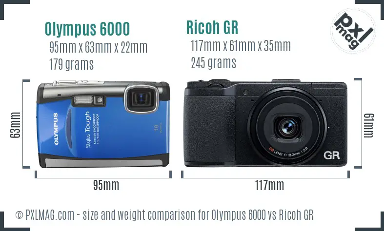 Olympus 6000 vs Ricoh GR size comparison