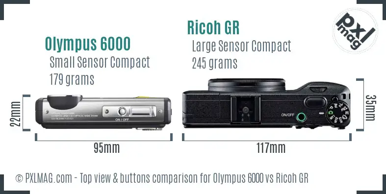 Olympus 6000 vs Ricoh GR top view buttons comparison