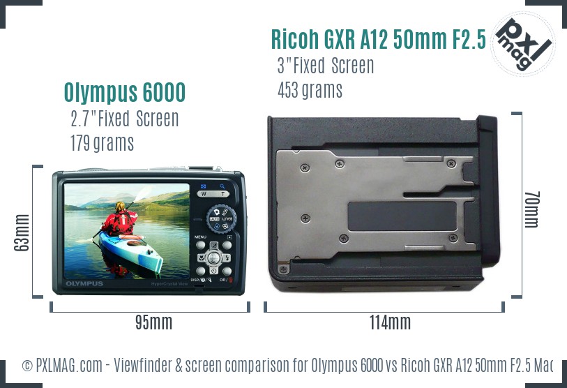 Olympus 6000 vs Ricoh GXR A12 50mm F2.5 Macro Screen and Viewfinder comparison