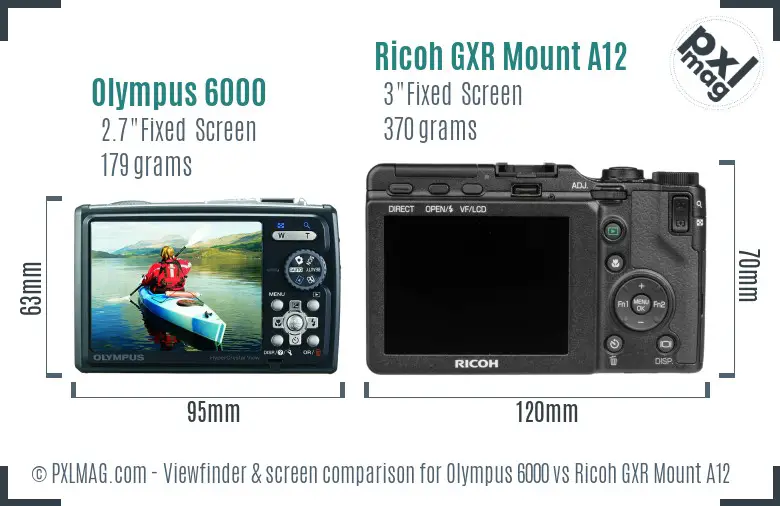 Olympus 6000 vs Ricoh GXR Mount A12 Screen and Viewfinder comparison