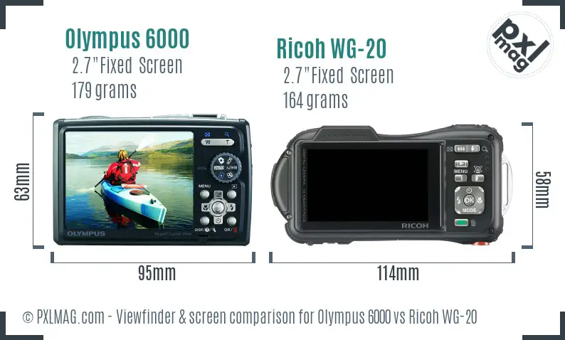 Olympus 6000 vs Ricoh WG-20 Screen and Viewfinder comparison
