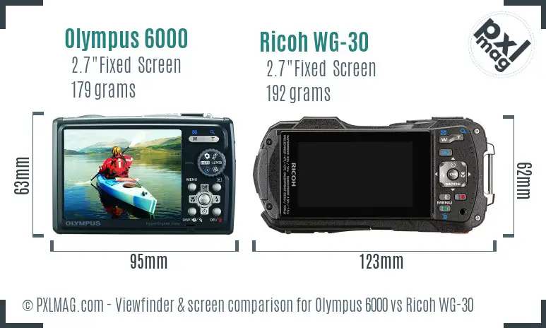 Olympus 6000 vs Ricoh WG-30 Screen and Viewfinder comparison