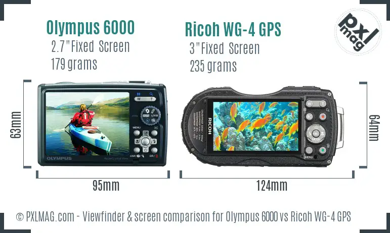 Olympus 6000 vs Ricoh WG-4 GPS Screen and Viewfinder comparison