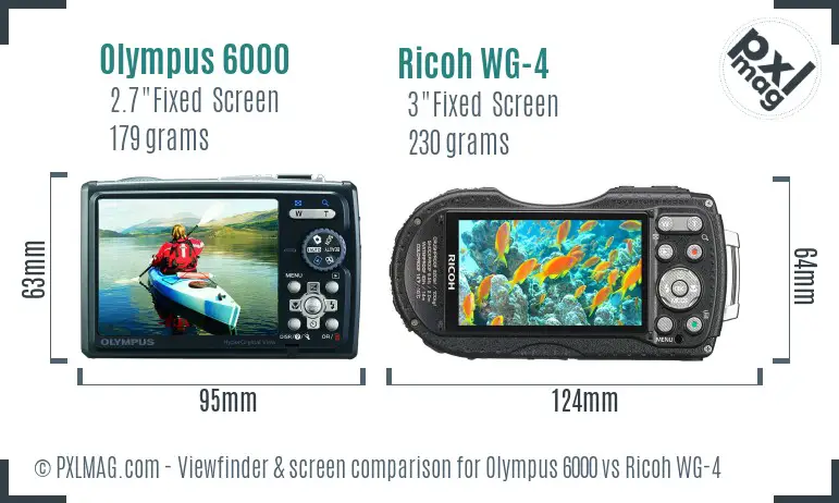 Olympus 6000 vs Ricoh WG-4 Screen and Viewfinder comparison
