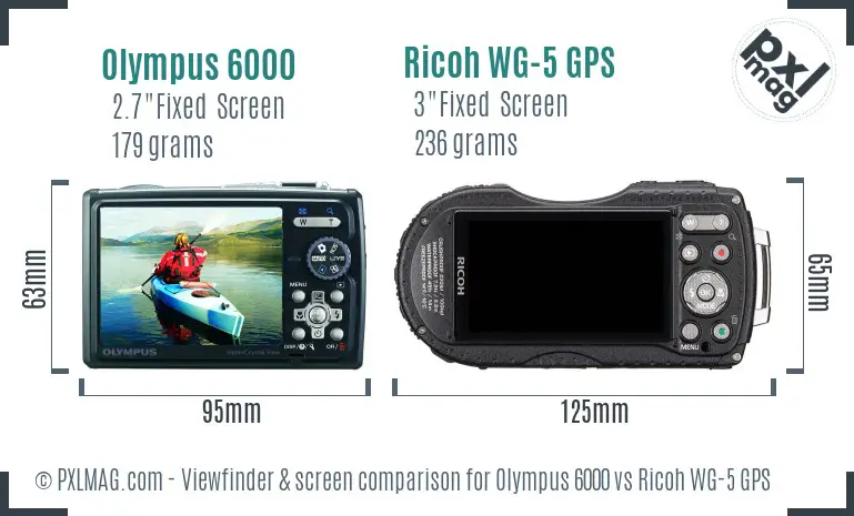 Olympus 6000 vs Ricoh WG-5 GPS Screen and Viewfinder comparison