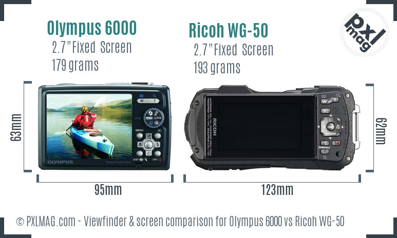 Olympus 6000 vs Ricoh WG-50 Screen and Viewfinder comparison