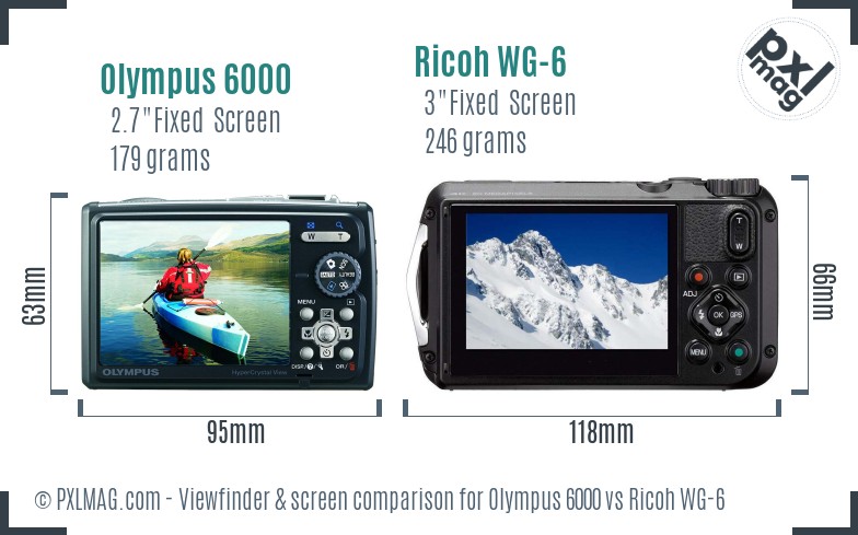 Olympus 6000 vs Ricoh WG-6 Screen and Viewfinder comparison