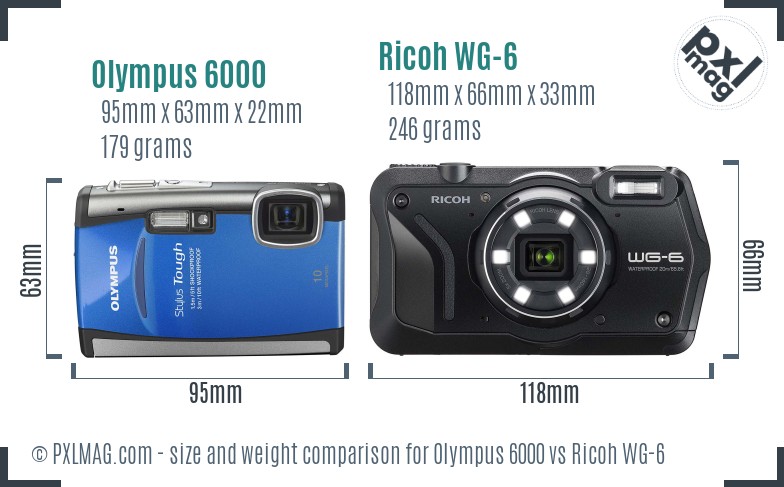 Olympus 6000 vs Ricoh WG-6 size comparison Olympus 6000 vs Ricoh WG-6 size comparison