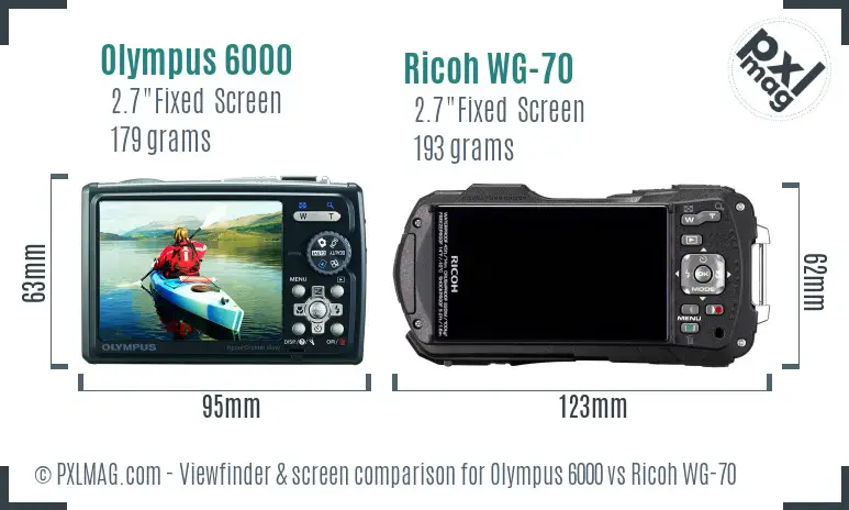 Olympus 6000 vs Ricoh WG-70 Screen and Viewfinder comparison